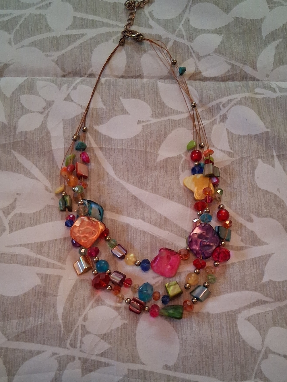 Multi Colored Beaded Layered Necklace.